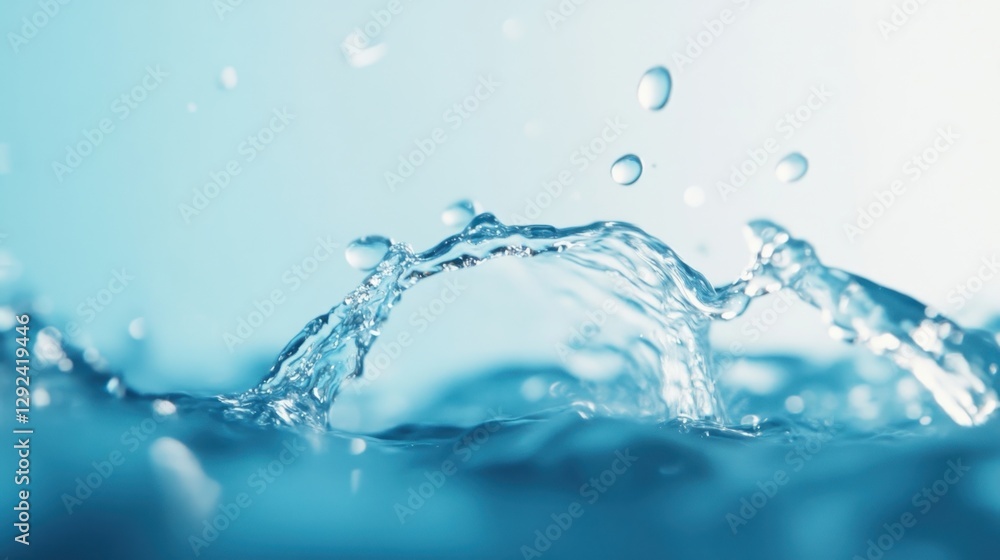A serene image of water droplets splashing, creating a beautiful arc above a calm blue surface. A serene image of water droplets splashing, creating a beautiful arc above a calm blue surface.
