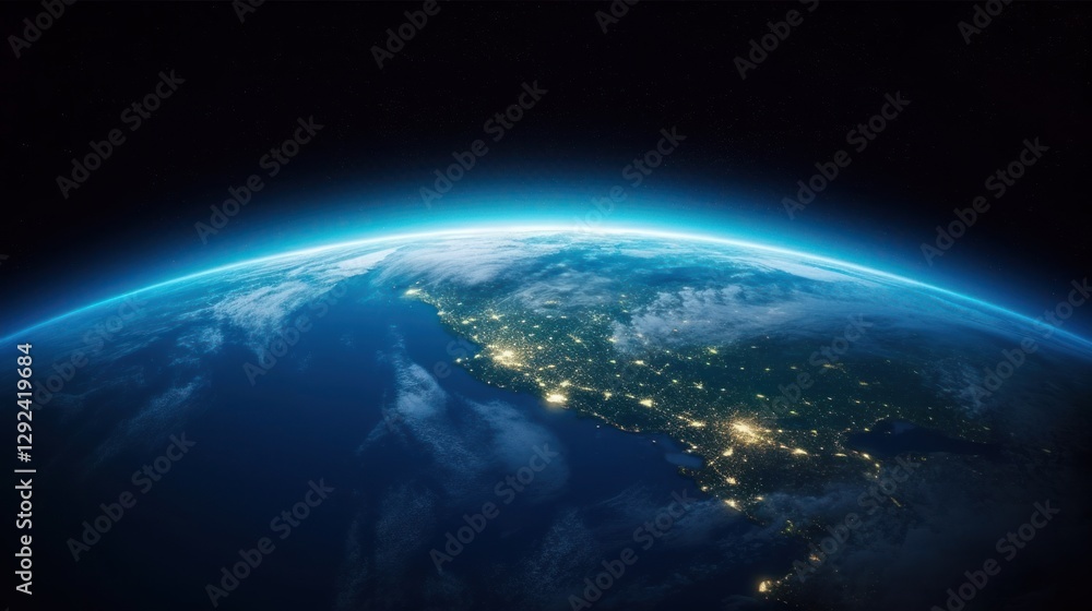 Fototapeta premium Earth from Space with a Focus on Japan and the Pacific Ocean