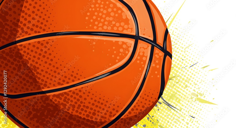 Obraz premium Orange Basketball Illustration with Halftone Background for Sport and Design