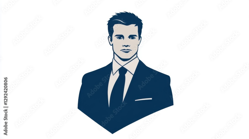 Professional businessman in suit with sharp features and confident expression on white background Professional businessman in suit with sharp features and confident expression on white background