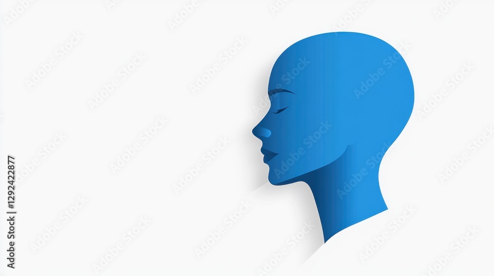 Minimalistic Blue Profile Silhouette on White Background for Creative Design and Art Projects Minimalistic Blue Profile Silhouette on White Background for Creative Design and Art Projects