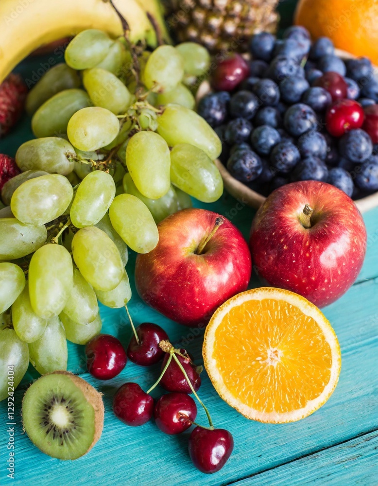 Fresh Summer Berries and Fruits on a Colorful Background – Banana, Grapes, Cherries, Lemon, Orange, Apricots, Apple, Blackberries, Raspberries, Blueberries, Strawberries, Kiwi, Plum – Healthy Food Fresh Summer Berries and Fruits on a Colorful Background – Banana, Grapes, Cherries, Lemon, Orange, Apricots, Apple, Blackberries, Raspberries, Blueberries, Strawberries, Kiwi, Plum – Healthy Food