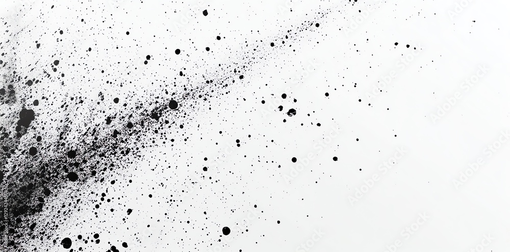 Obraz premium Abstract Black Paint Splatter Background with Dots and Streaks Texture