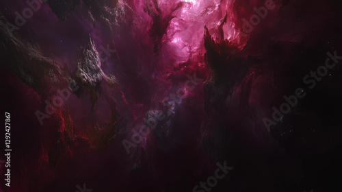 Abstract Cosmic Nebula with Pink Hues
