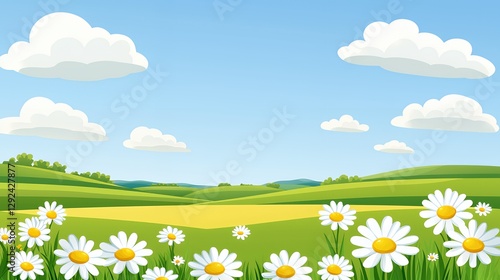 Daisy Field Under Blue Sky
