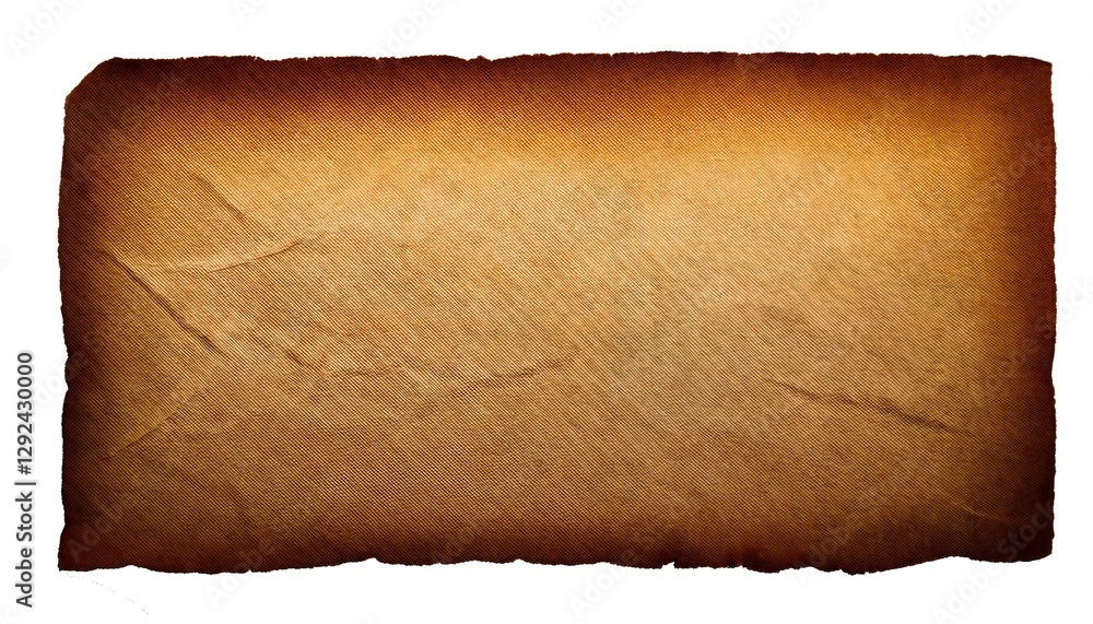 Obraz premium Vintage Aged Paper Scroll with Rustic Wooden Handles, Ancient Blank Paper Scroll with Frayed Edges, Old Torn Manuscript Parchment with Blank Space for Writing.