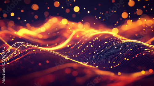 Abstract Glowing Waves with Particles
