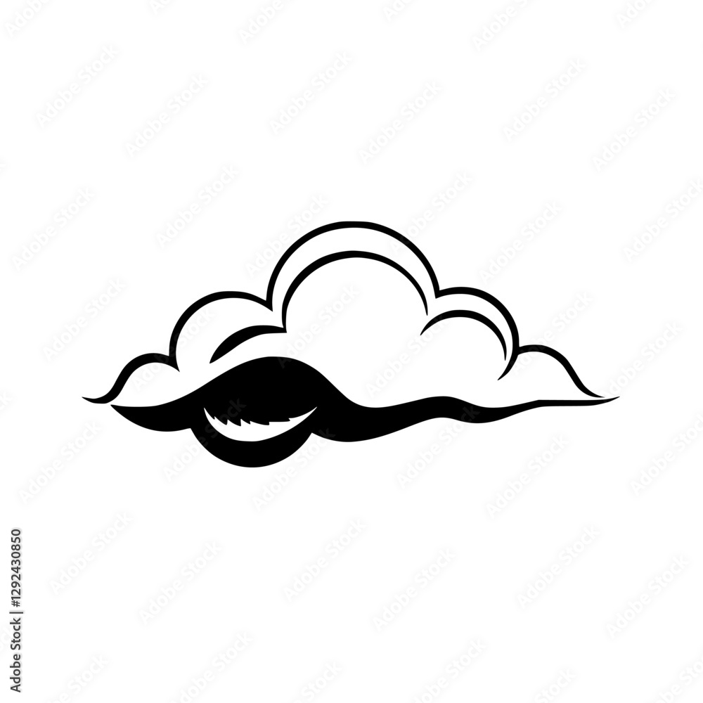 Abstract Black and White Cloud Silhouette, Artistic Illustration for Nature. Abstract Black and White Cloud Silhouette, Artistic Illustration for Nature.