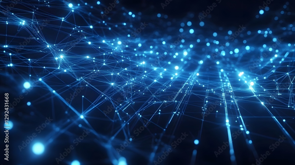Blue Digital Network Background with Glowing Connections and Futuristic Lines Creating a High-Tech Data Visualization.
Blue Digital Network Background with Glowing Connections and Futuristic Lines Creating a High-Tech Data Visualization.
