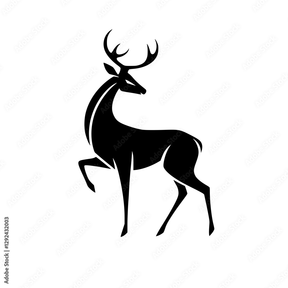 Fototapeta premium Silhouette of a stag with elegant silhouette, raising a leg.