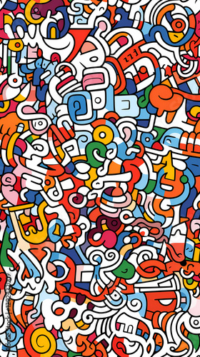 stunning doodle mania graffiti pattern geometric shapes design poster background