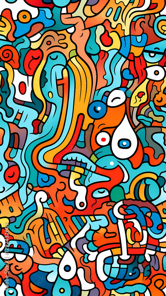 stunning doodle mania graffiti pattern geometric shapes design poster background stunning doodle mania graffiti pattern geometric shapes design poster background