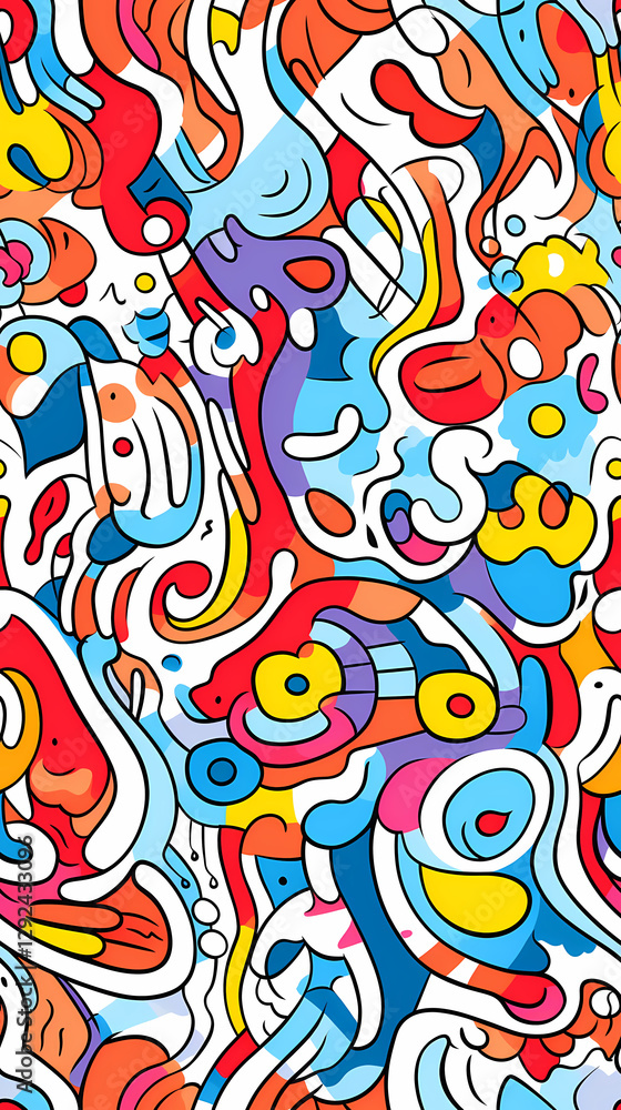 Fototapeta premium stunning doodle mania graffiti pattern geometric shapes design poster background