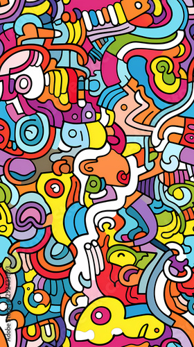 stunning doodle mania graffiti pattern geometric shapes design poster background