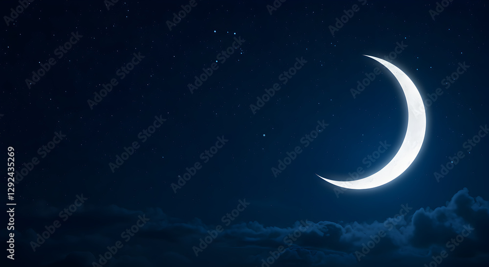 Celestial crescent moonlit night Celestial crescent moonlit night