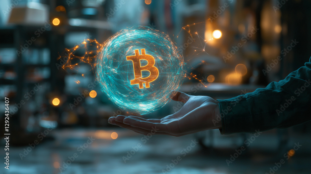 Bitcoin Symbol in Futuristic Hand
Bitcoin Symbol in Futuristic Hand
