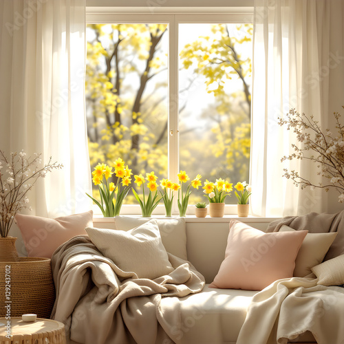 living room with a window