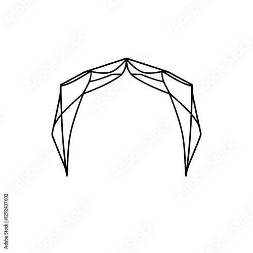Minimalist geometric structure: an archway-like construction set against a white background.