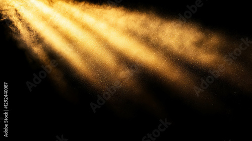 Golden sunlight streaming with fine dust for atmospheric background design