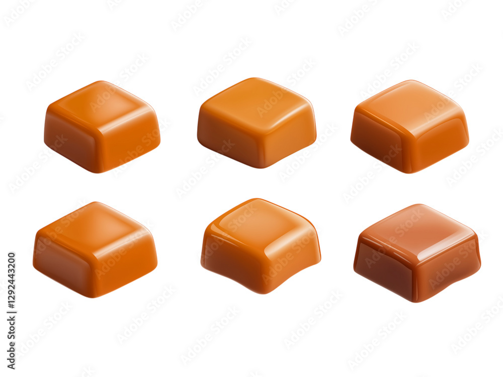 Obraz premium Caramel candy, isolated on white background, full depth of field
