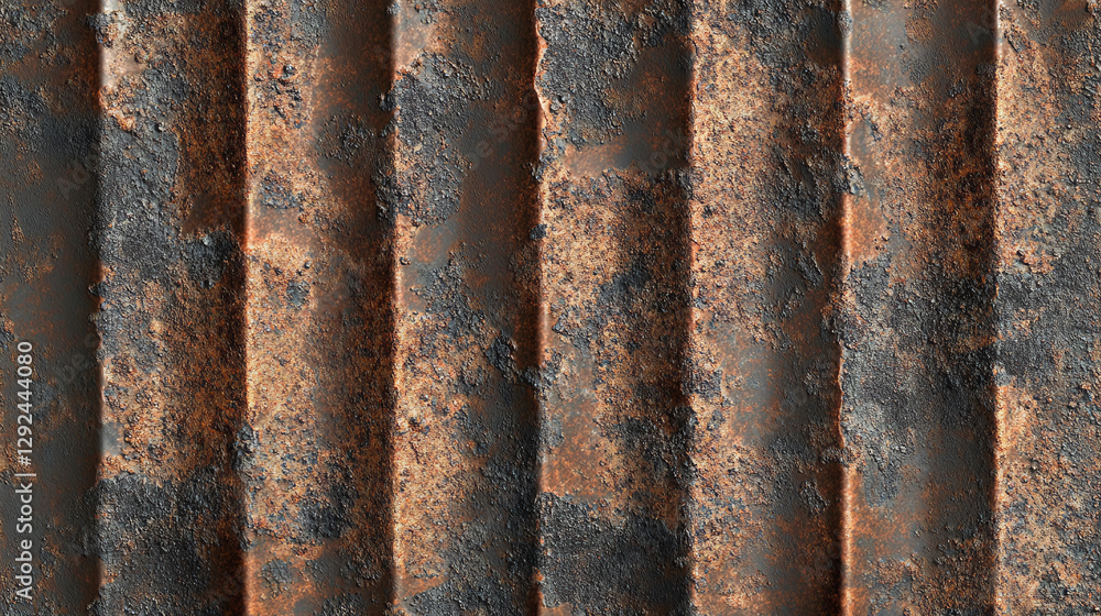 A close-up of a weathered corrugated metal wall with rust and dents, offering an industrial, raw look for modern designs. A close-up of a weathered corrugated metal wall with rust and dents, offering an industrial, raw look for modern designs.