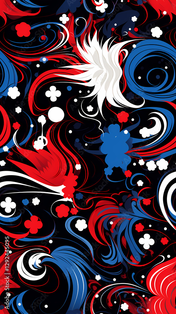 Fototapeta premium red and blue psychadelic patterns geometric shapes design poster background