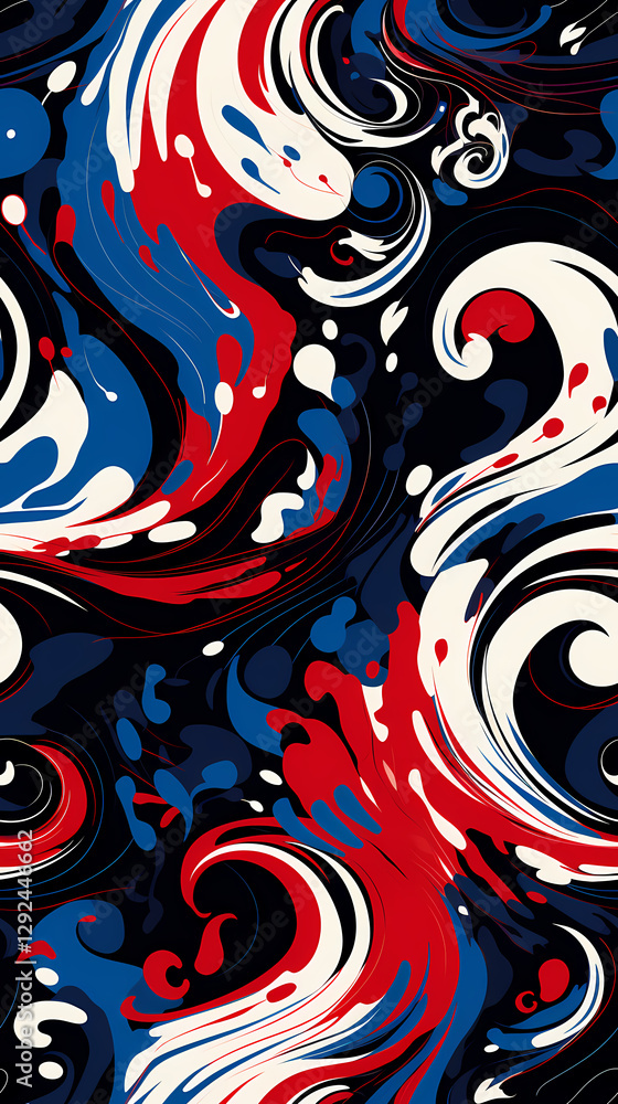 Fototapeta premium red and blue psychadelic patterns geometric shapes design poster background