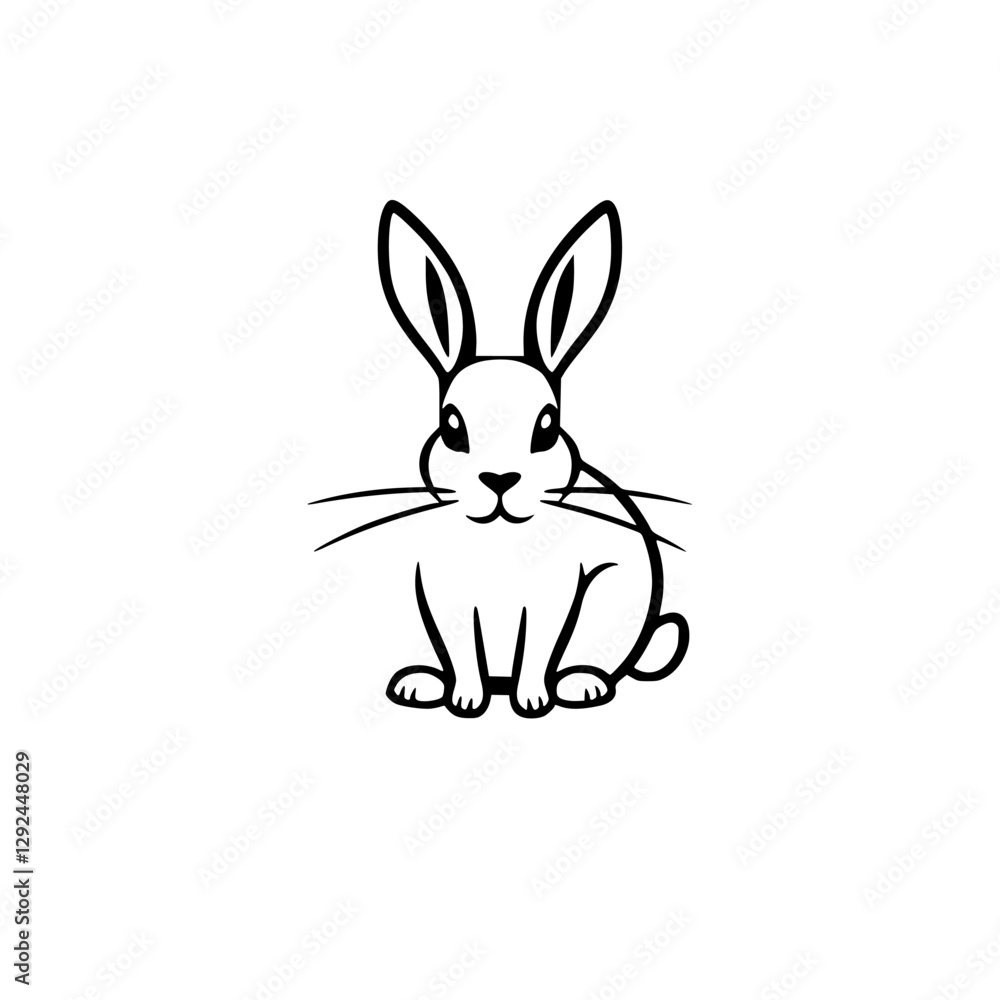 Minimalist Black and White Rabbit Illustration Minimalist Black and White Rabbit Illustration