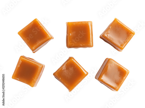 Caramel candy, isolated on white background, full depth of field