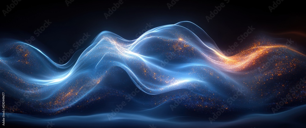 Obraz premium Futuristic Abstract Blue Gradient Background with Smooth Curves Light Effects and Geometric Shapes for Modern Graphic Design