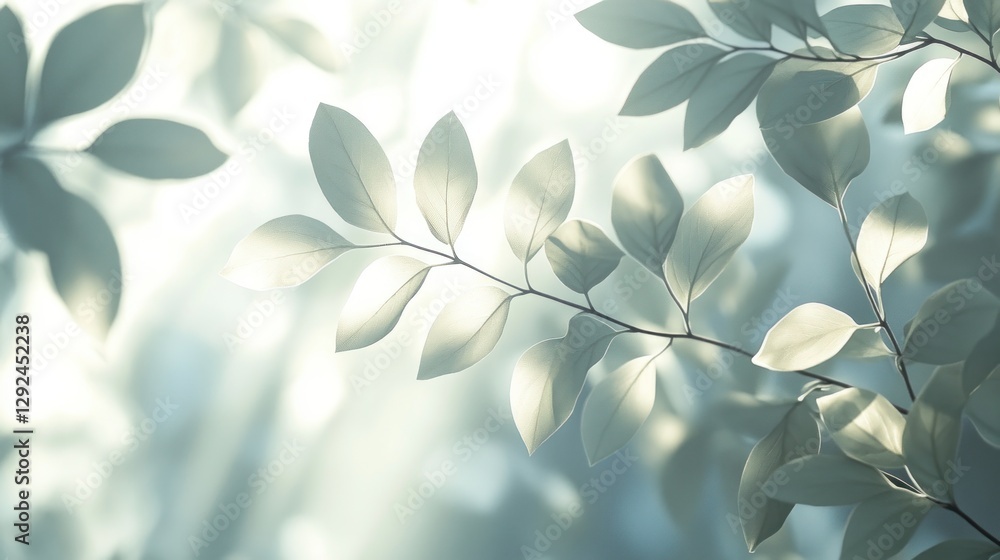 Sunlit leaves, forest backdrop, nature design Sunlit leaves, forest backdrop, nature design
