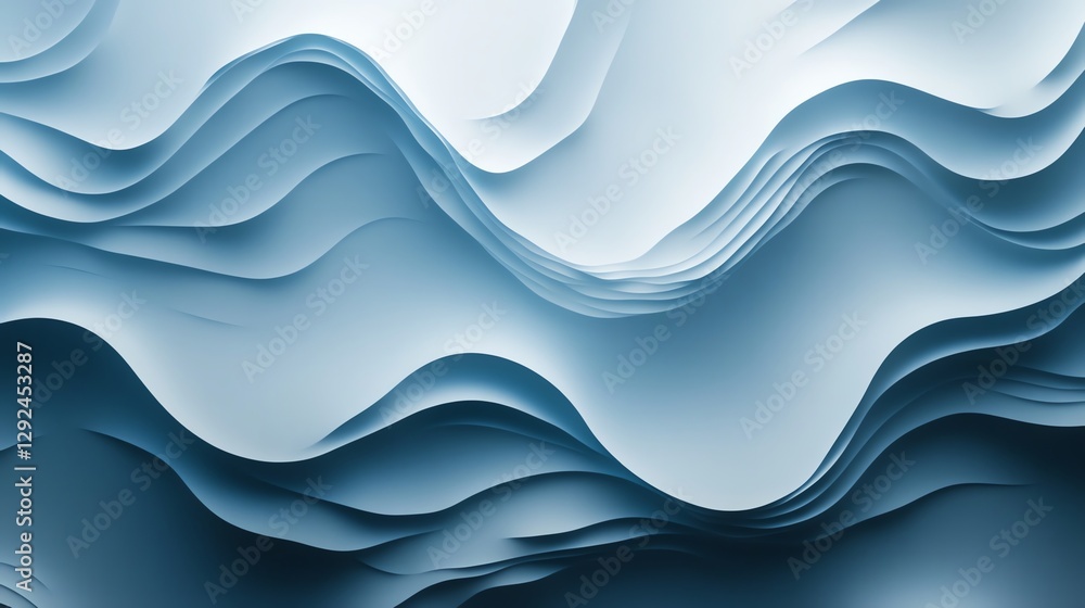 A serene wave-like pattern of soft blue paper layers, creating an abstract and calming visual effect. A serene wave-like pattern of soft blue paper layers, creating an abstract and calming visual effect.