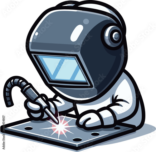 溶接面をして溶接業をする人