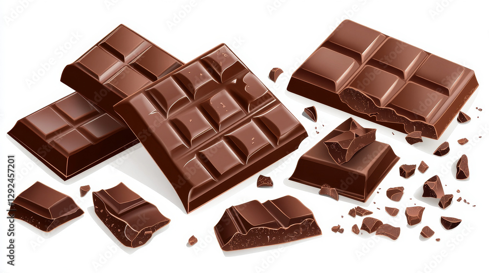 Realistic set of whole and biten chocolate bars isolated on transparent background. Vector illustration of milk dark choco dessert, brown sweet food, delicious cocoa, sugar snack. Cooking ingredient Realistic set of whole and biten chocolate bars isolated on transparent background. Vector illustration of milk dark choco dessert, brown sweet food, delicious cocoa, sugar snack. Cooking ingredient