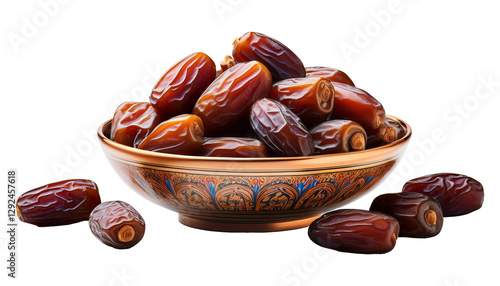 Dates (Khajoor) in a Bowl, Transparent Background