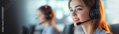 Asian call center operators conducting customer service and telesales with headsets in a modern office environment