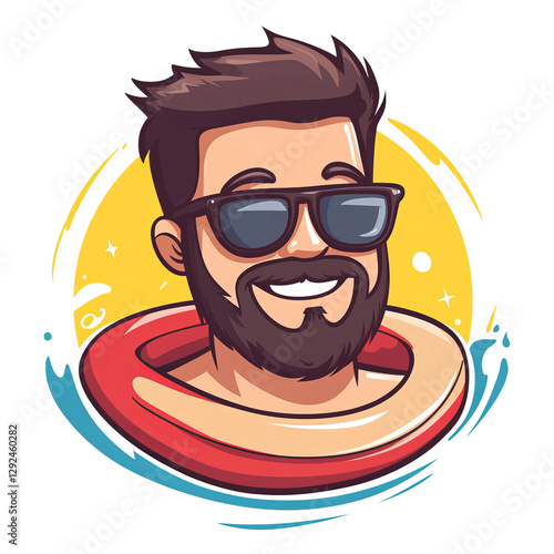  cartoon-style illustration of funny man with sunglasses
