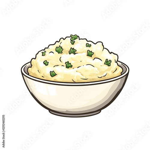  cartoon-style illustration of cottage cheese in a bowl