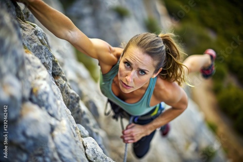 Wallpaper Mural Female climber on a rocky wall. Generative AI Torontodigital.ca