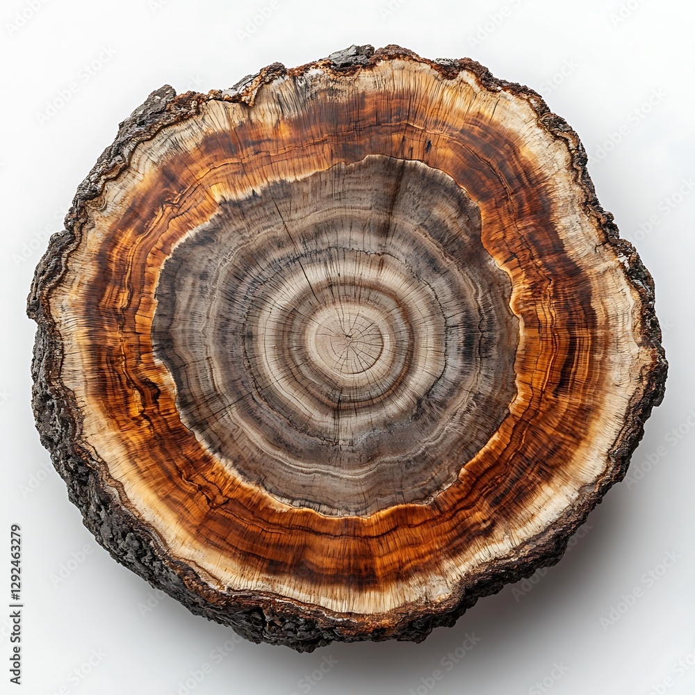 Smooth cross-section of a tree stump with wood grain isolated cleanly
Smooth cross-section of a tree stump with wood grain isolated cleanly