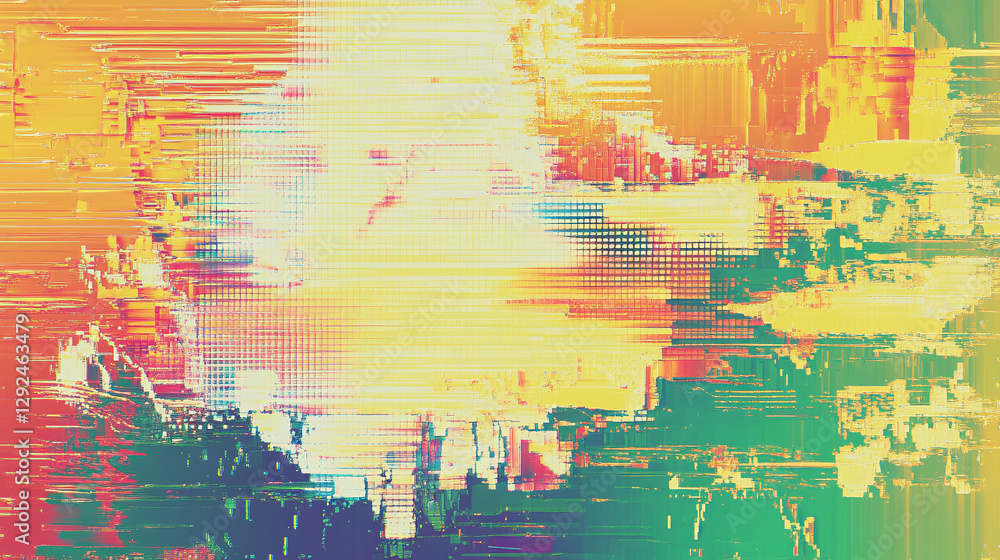 Fototapeta premium Electric pixel noise with glitch effects forms a dynamic, high-energy digital pattern for a cutting-edge tech aesthetic.