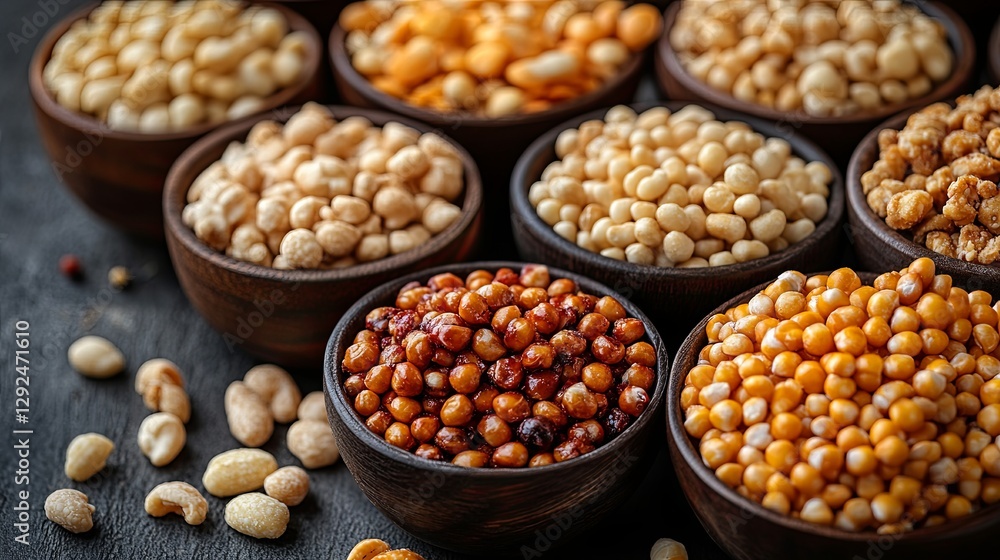 Healthy-looking snacks with hidden unhealthy ingredients, showcasing deceptive nutrition concepts. Healthy-looking snacks with hidden unhealthy ingredients, showcasing deceptive nutrition concepts.