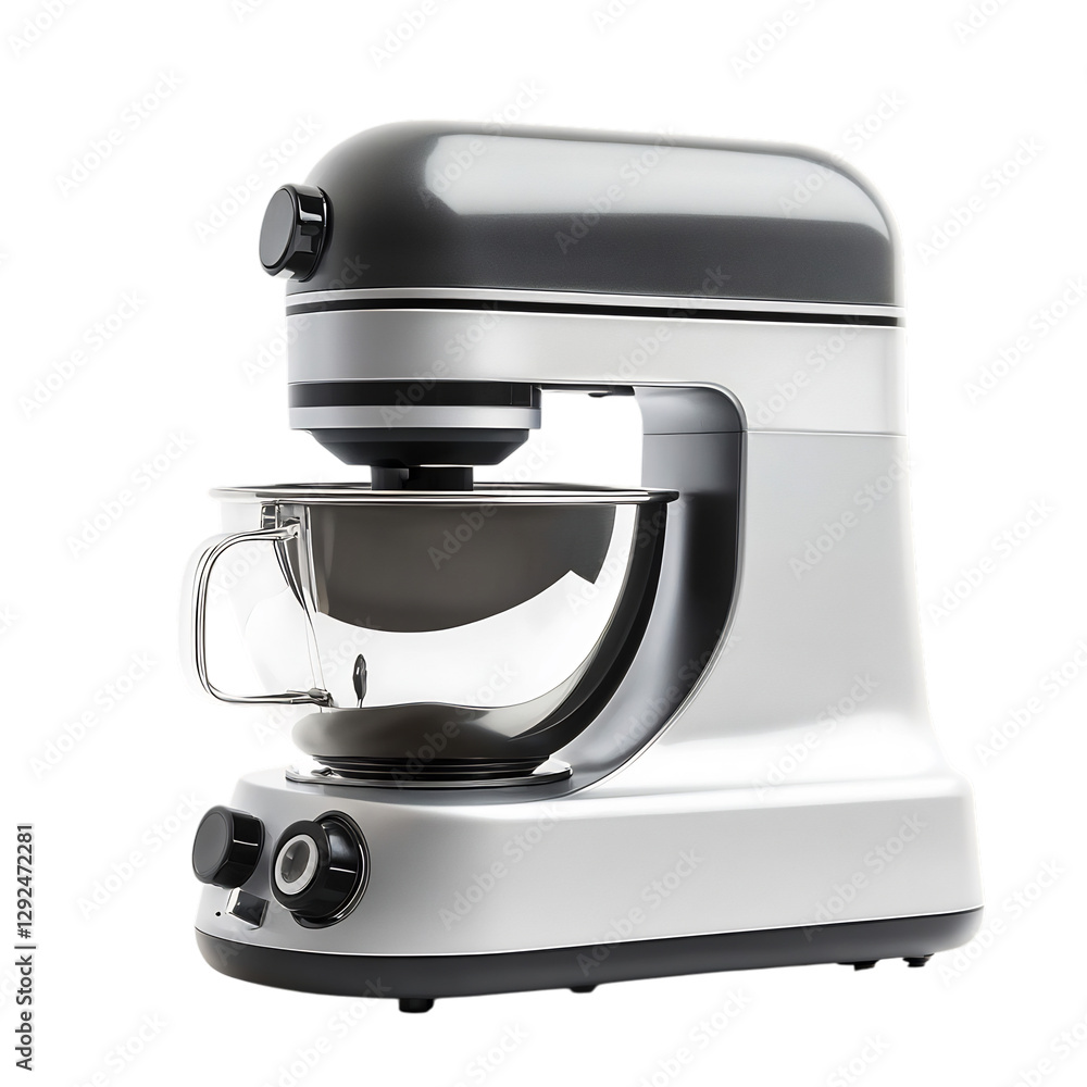 High Tech Modern Stand Mixer with Multiple Attachments Isolated on Transparent Background High Tech Modern Stand Mixer with Multiple Attachments Isolated on Transparent Background