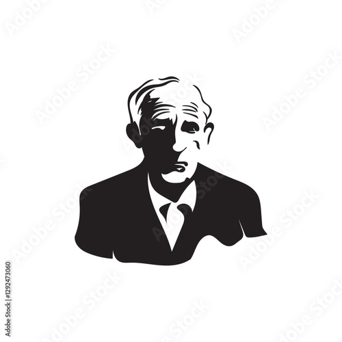 Old man logo design, silhouette vector illustration