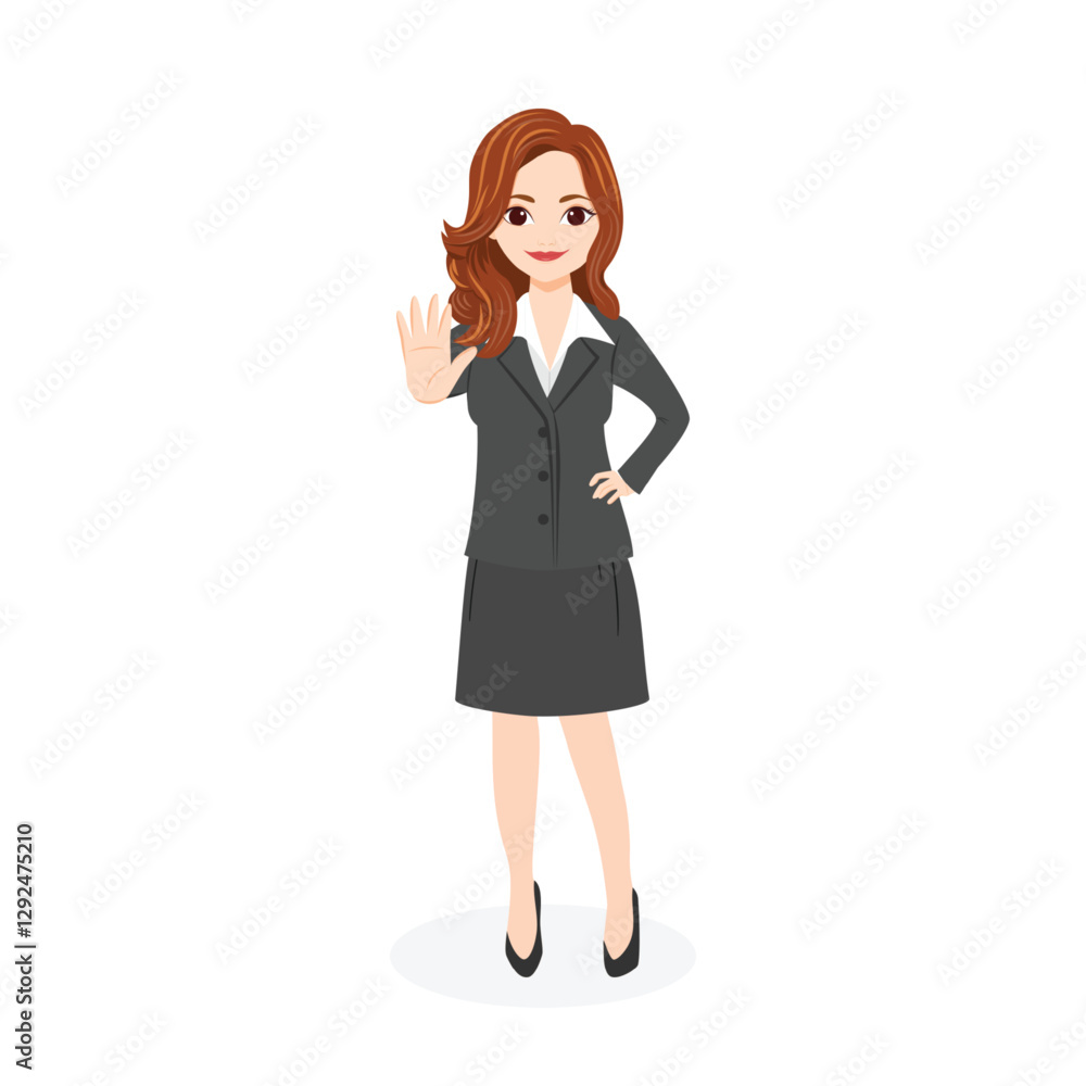 Woman holding up her hand in stop symbol Woman holding up her hand in stop symbol