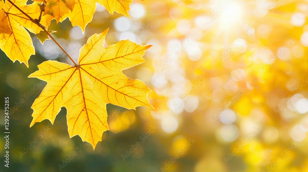 Golden Yellow Maple Leaf in Autumn Sunlight Golden Yellow Maple Leaf in Autumn Sunlight