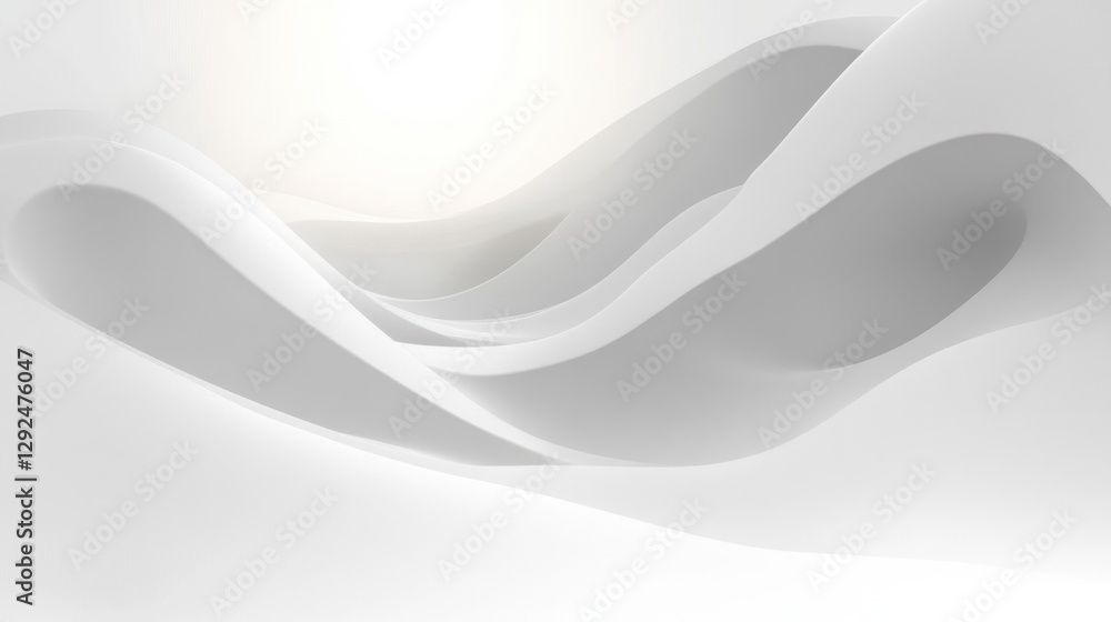 Fototapeta premium Dynamic Wavy Curves Smooth White Background with Elegant Light Grey Geometric Design and Soft Lines