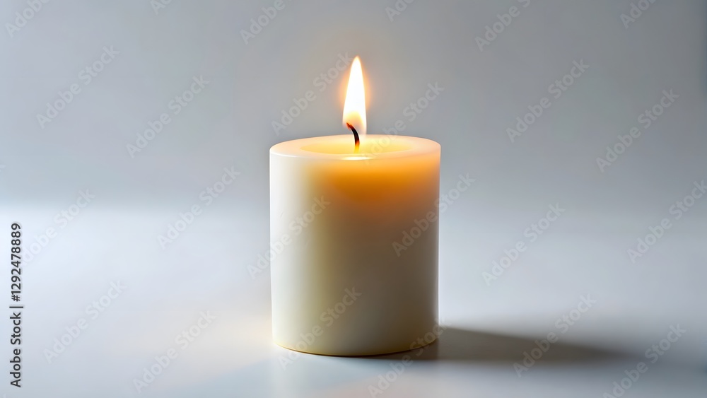 Lit Candle on White Background Lit Candle on White Background