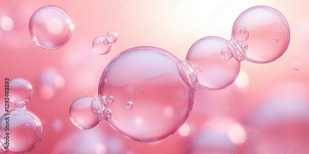 Pink Bubbles Floating in Soft Pink Hues Background Pink Bubbles Floating in Soft Pink Hues Background