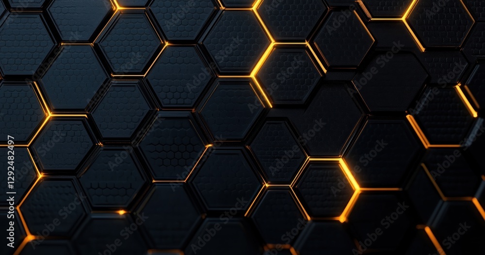 Luxury Black Hexagonal Background with Golden Accents and Ambient Lighting Luxury Black Hexagonal Background with Golden Accents and Ambient Lighting